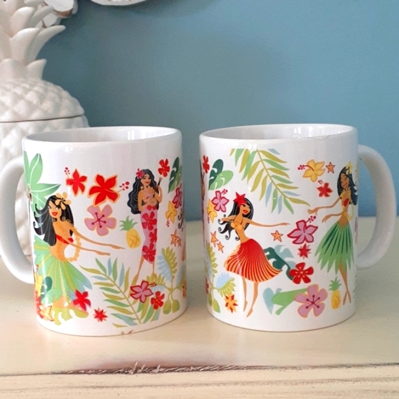 Pair of vintage Island Hula Honeys Hawaii mugs ☀️ - Picture 1 of 9